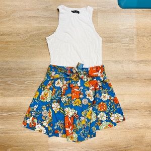 NWOT Bodysuit & Tie Waist Pleated Floral Shorts